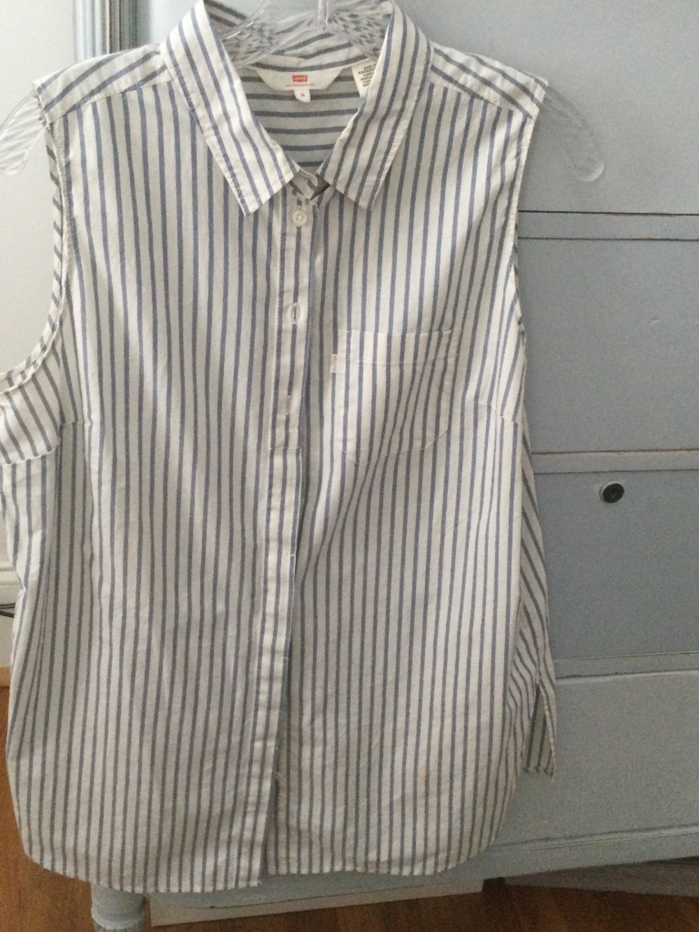 Levis Womens Cotton Stripe Sleeveless Shirt M